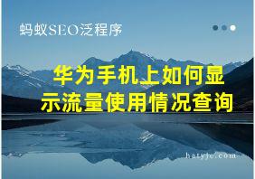 华为手机上如何显示流量使用情况查询