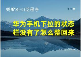 华为手机下拉的状态栏没有了怎么整回来