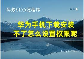 华为手机下载安装不了怎么设置权限呢