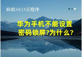 华为手机不能设置密码锁屏?为什么?