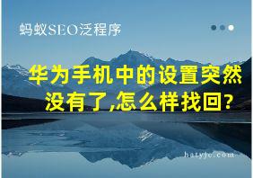 华为手机中的设置突然没有了,怎么样找回?