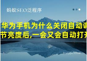 华为手机为什么关闭自动调节亮度后,一会又会自动打开