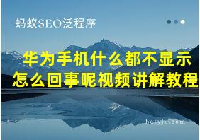 华为手机什么都不显示怎么回事呢视频讲解教程