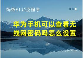 华为手机可以查看无线网密码吗怎么设置