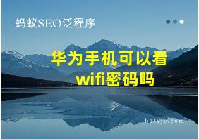 华为手机可以看wifi密码吗