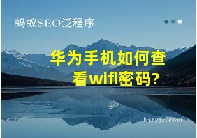 华为手机如何查看wifi密码?