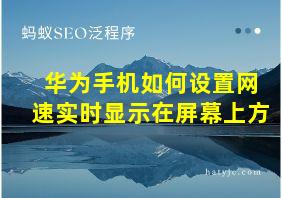 华为手机如何设置网速实时显示在屏幕上方