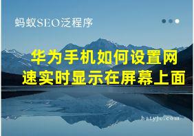 华为手机如何设置网速实时显示在屏幕上面