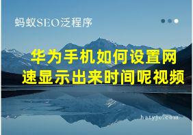 华为手机如何设置网速显示出来时间呢视频