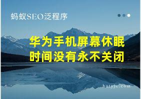 华为手机屏幕休眠时间没有永不关闭