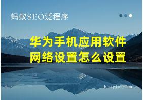 华为手机应用软件网络设置怎么设置