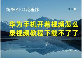 华为手机开着视频怎么录视频教程下载不了了