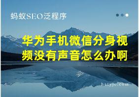 华为手机微信分身视频没有声音怎么办啊