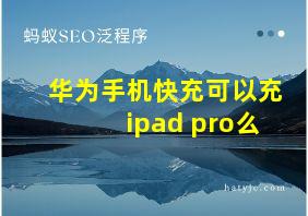 华为手机快充可以充ipad pro么