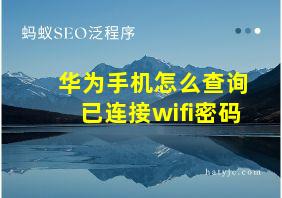 华为手机怎么查询已连接wifi密码