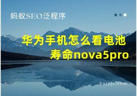 华为手机怎么看电池寿命nova5pro