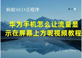 华为手机怎么让流量显示在屏幕上方呢视频教程