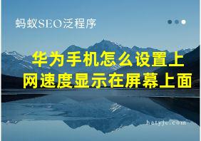 华为手机怎么设置上网速度显示在屏幕上面