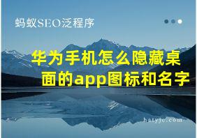 华为手机怎么隐藏桌面的app图标和名字