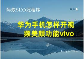 华为手机怎样开视频美颜功能vivo