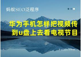 华为手机怎样把视频传到u盘上去看电视节目