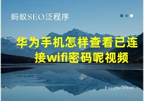 华为手机怎样查看已连接wifi密码呢视频