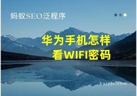 华为手机怎样看WIFI密码