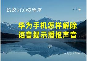 华为手机怎样解除语音提示播报声音