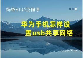 华为手机怎样设置usb共享网络