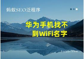 华为手机找不到WiFi名字