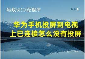 华为手机投屏到电视上已连接怎么没有投屏