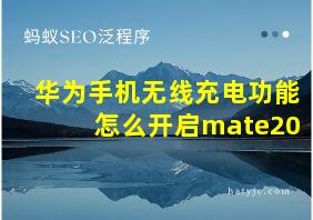 华为手机无线充电功能怎么开启mate20