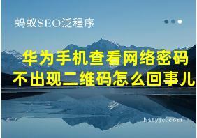 华为手机查看网络密码不出现二维码怎么回事儿