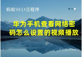 华为手机查看网络密码怎么设置的视频播放