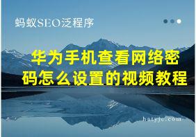 华为手机查看网络密码怎么设置的视频教程