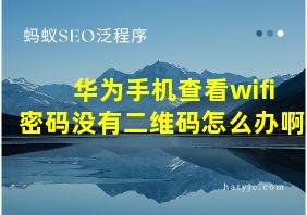 华为手机查看wifi密码没有二维码怎么办啊