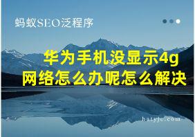 华为手机没显示4g网络怎么办呢怎么解决