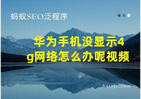 华为手机没显示4g网络怎么办呢视频