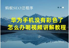 华为手机没有彩色了怎么办呢视频讲解教程