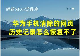 华为手机清除的网页历史记录怎么恢复不了