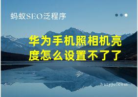 华为手机照相机亮度怎么设置不了了