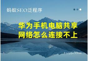 华为手机电脑共享网络怎么连接不上