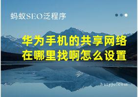 华为手机的共享网络在哪里找啊怎么设置