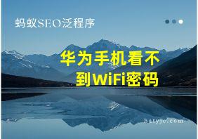 华为手机看不到WiFi密码