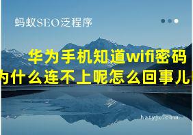 华为手机知道wifi密码为什么连不上呢怎么回事儿呀