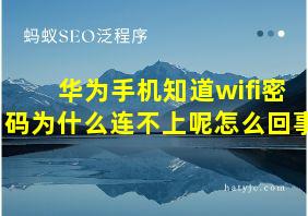 华为手机知道wifi密码为什么连不上呢怎么回事