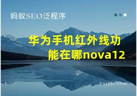 华为手机红外线功能在哪nova12