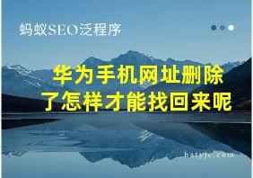 华为手机网址删除了怎样才能找回来呢