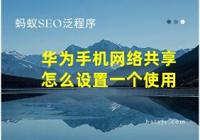 华为手机网络共享怎么设置一个使用