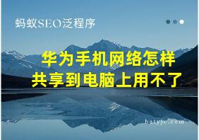 华为手机网络怎样共享到电脑上用不了